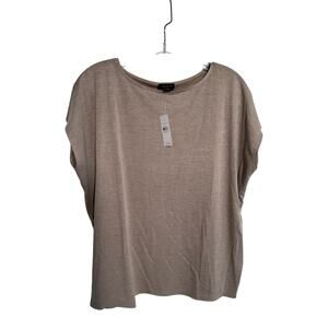 Ann Taylor Factory Womens Cap Sleeve Blouse Khaki Size Small Career Office New